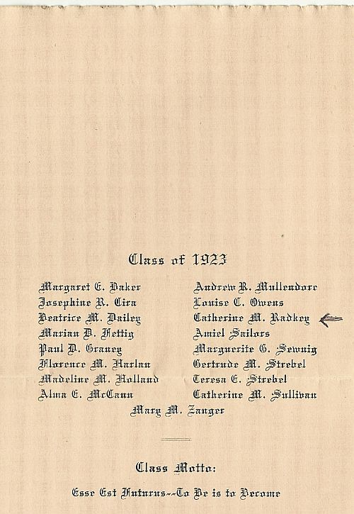 class of 1923 from St Josephs commercial school